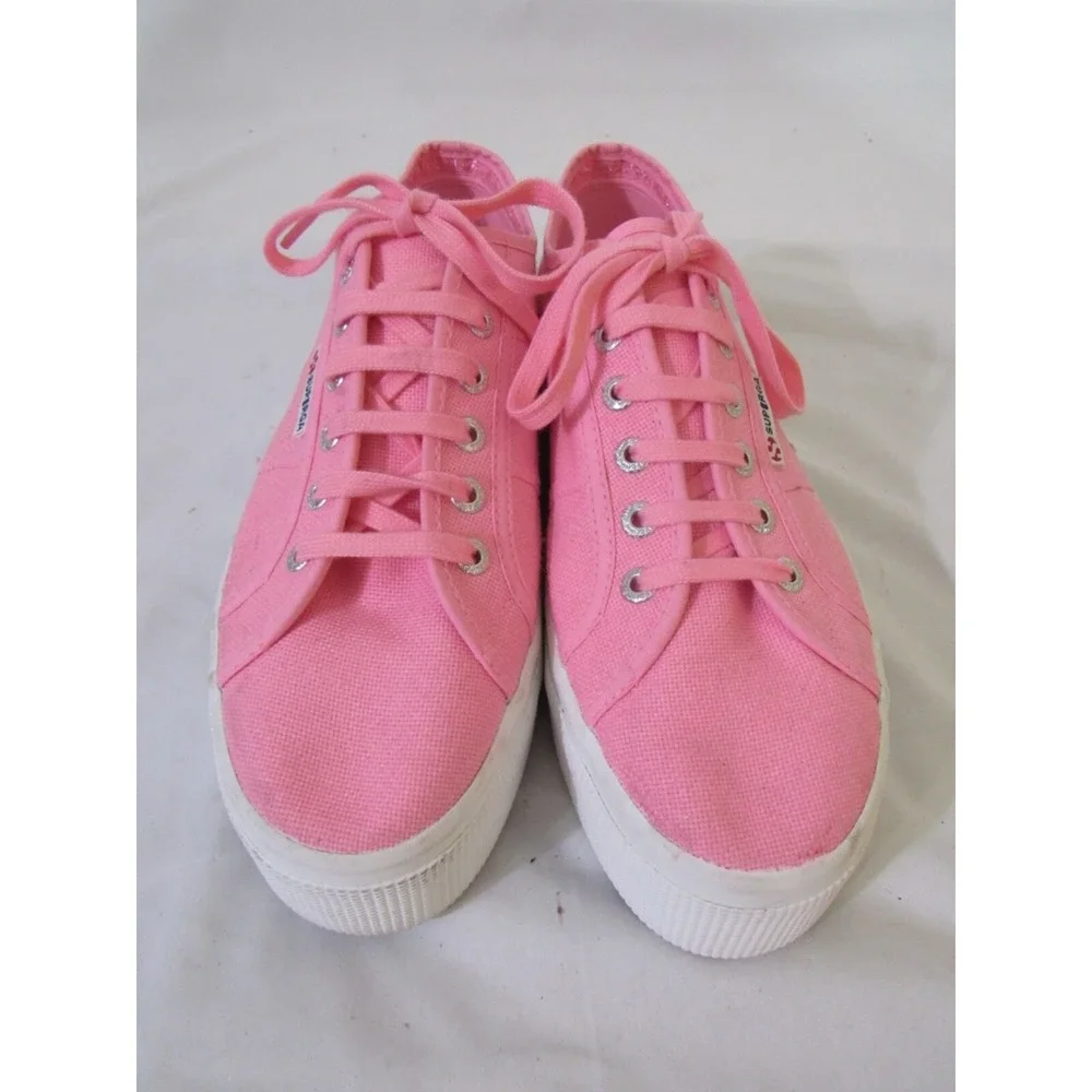 Superga S9111LW Pink-White Sneakers Platform Up And Down -‎ Sz 9.5 Eu 41